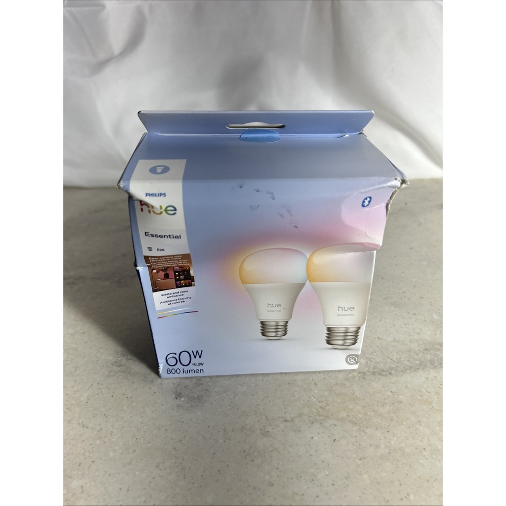 Philips Hue Essential A19 - E26 Smart LED Bulb 2-Pack 800lm Color